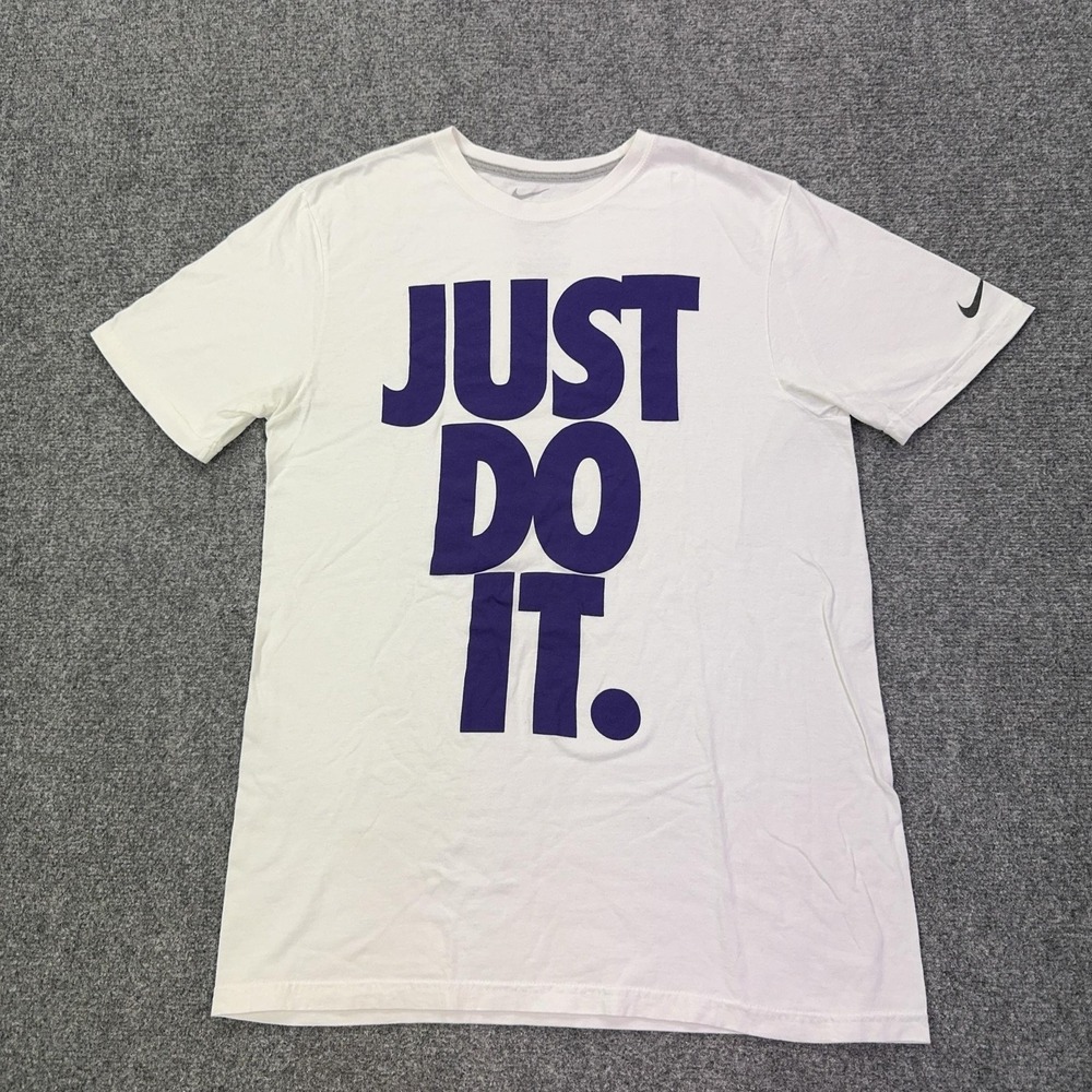 Nike Shirt Mens Large‎ White Big Just Do It Slogan Graphic Tee Tagless Athletic